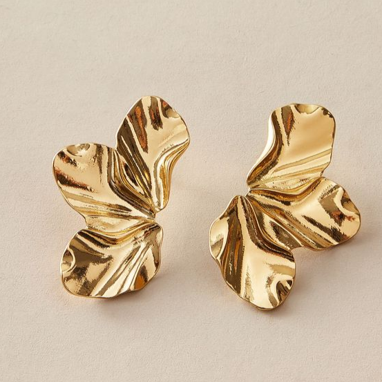 Goldene Ohrringe „Halb-Blume“
