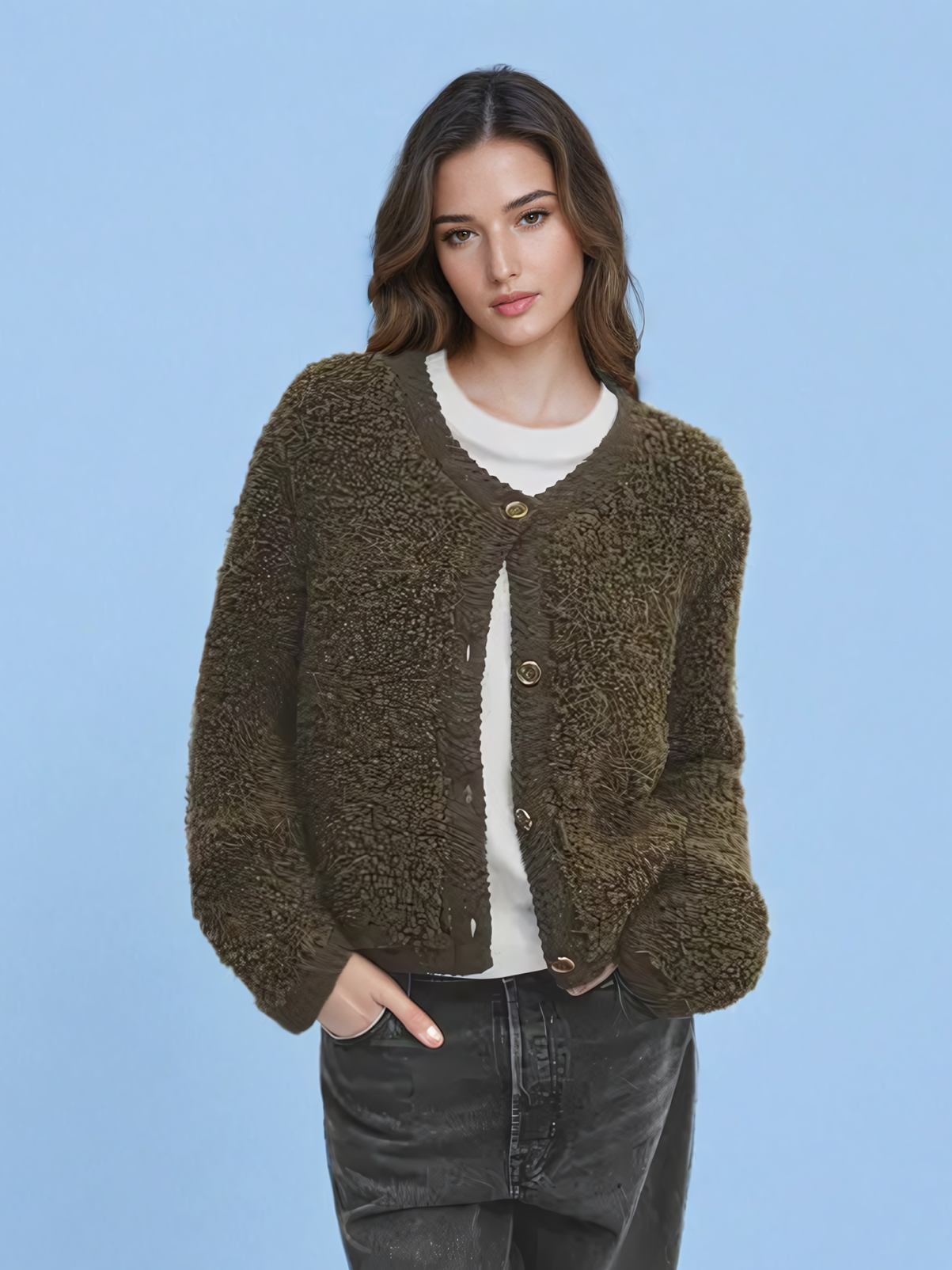 Cardigan in lana con firma di Belle