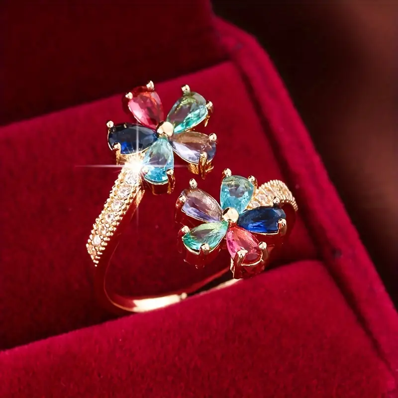 Offene Ring mit bunten Blumen