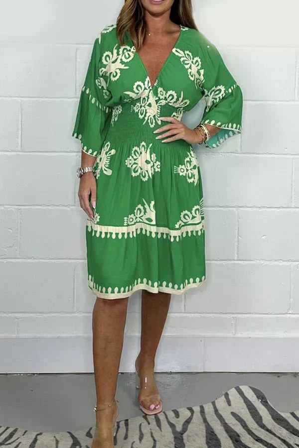FRANCA | GEDRUCKTES KLEID MIT V-AUSSCHNITT