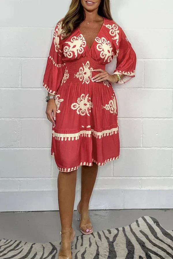 FRANCA | GEDRUCKTES KLEID MIT V-AUSSCHNITT