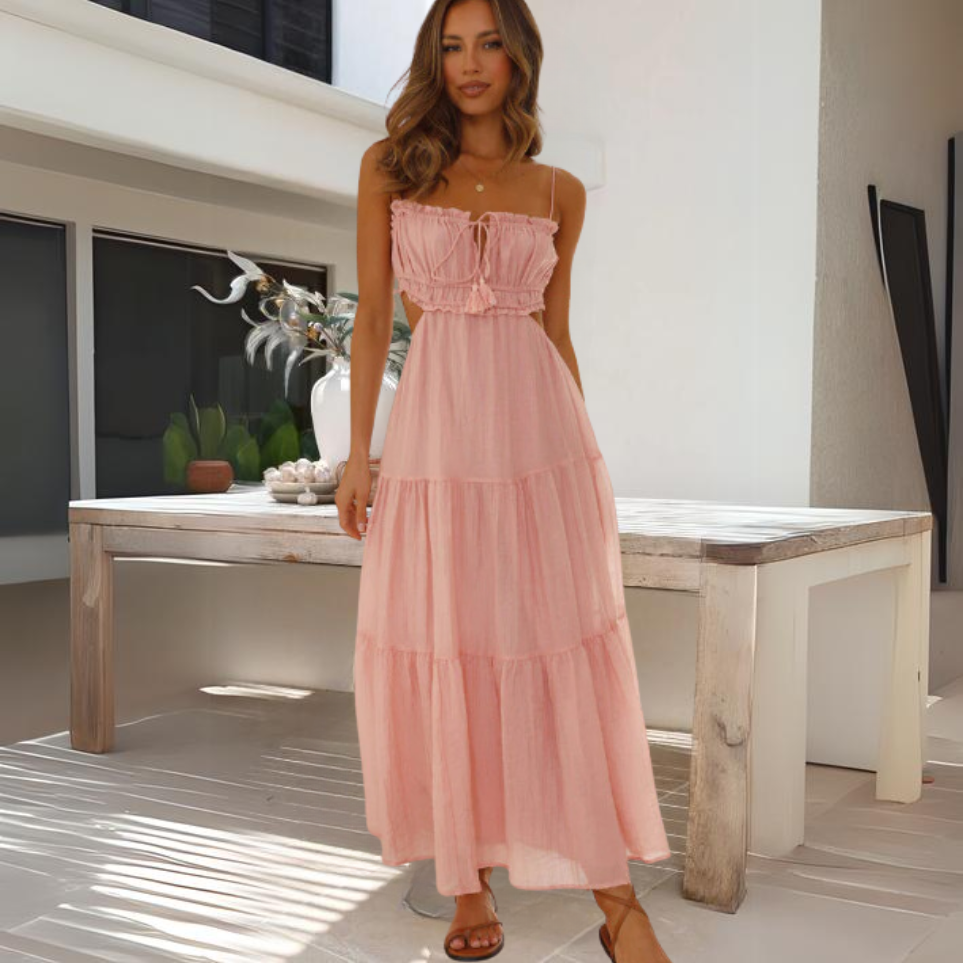 Hilda - Elegantes Midi-Kleid mit dünnen Trägern