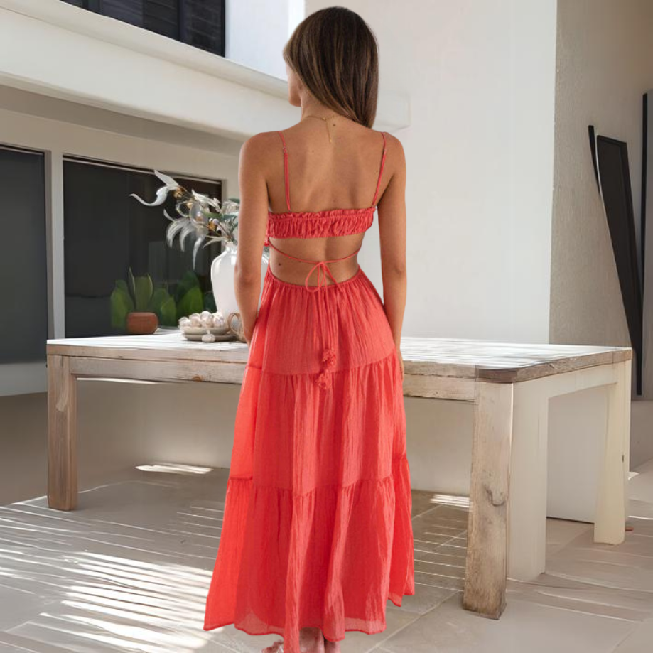 Hilda - Elegantes Midi-Kleid mit dünnen Trägern