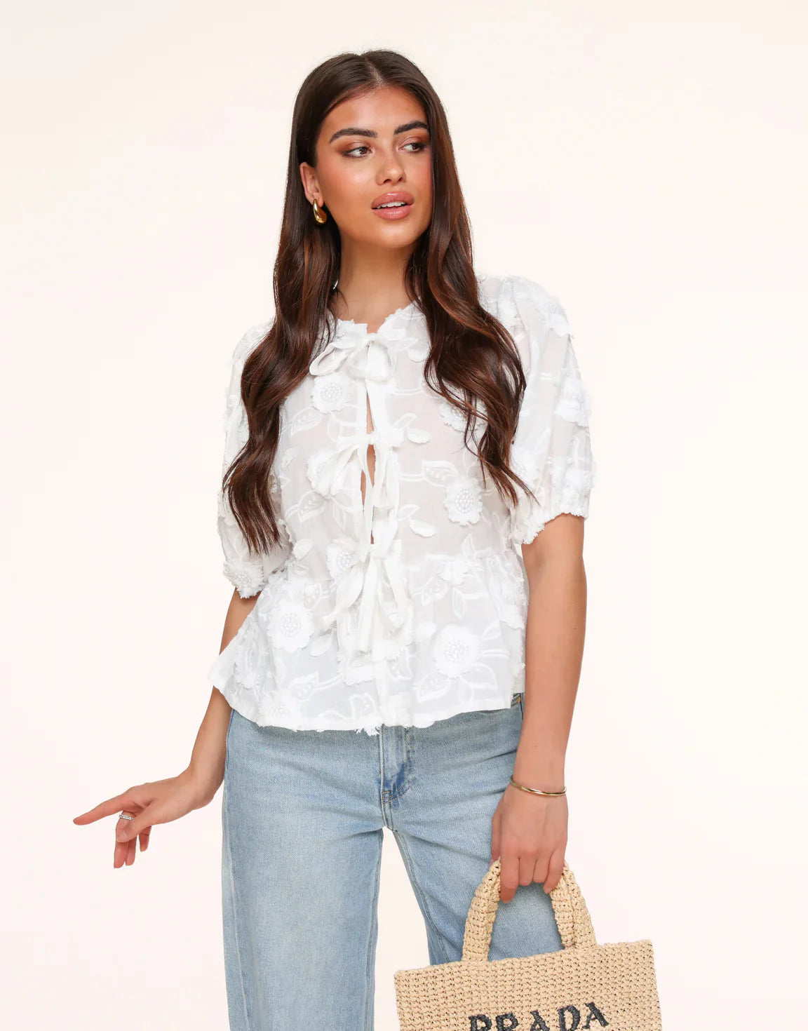 Luna | Top con fiori bianchi