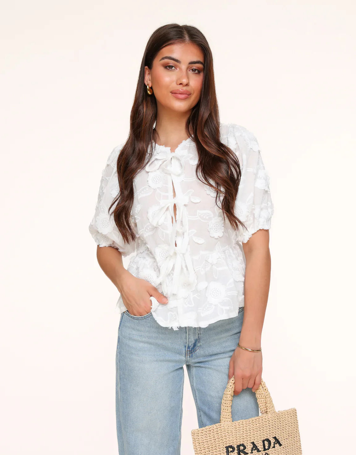 Luna | Top con fiori bianchi